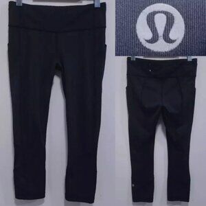 Lululemon Pace Rival Crop Leggings Size 6 Small Skinny Black Pants